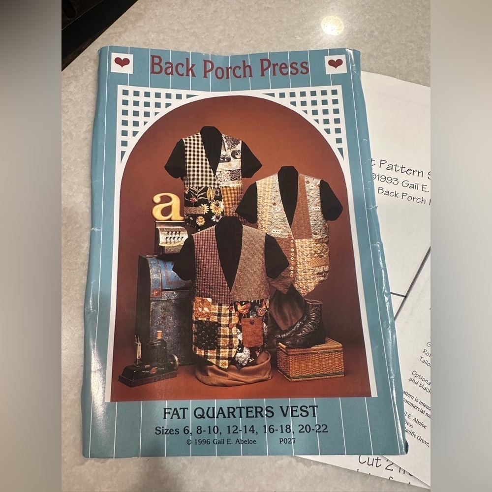 Vintage Back Porch Press Fat Quarters Vest Pattern